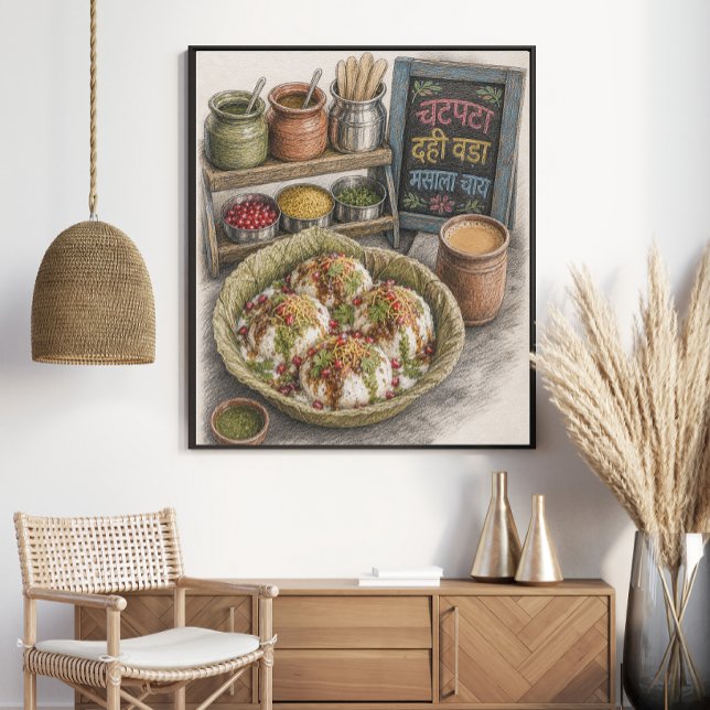 Póster Chaat de Dahi Vada indio y Masala Chai (Subido por el creador)