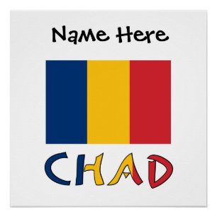 Póster Chad Bandera Chadiana Negra Personalización