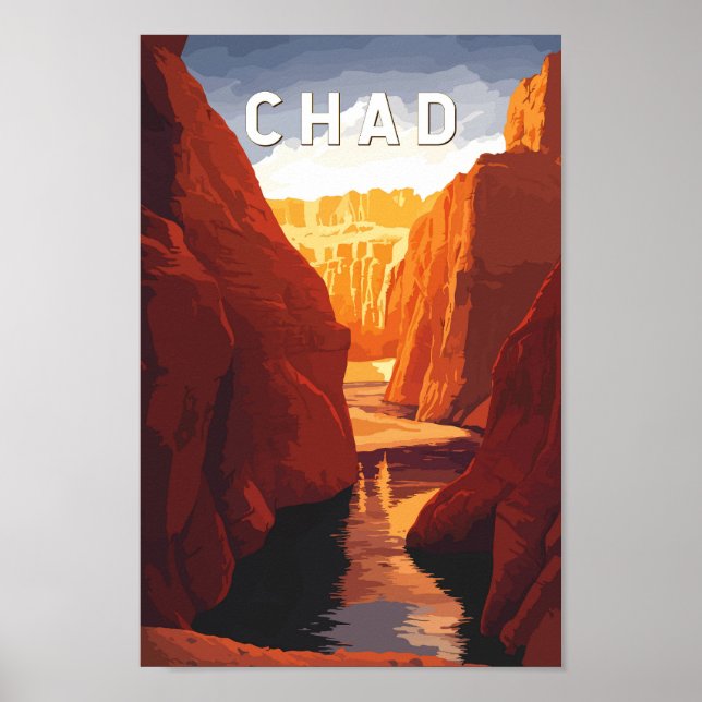 Póster Chad Illustration Travel Art Vintage (Frente)