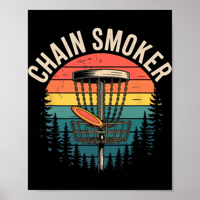 Póster Chain Smoker Funny Disc Golf Tree Chains Frisbee M (Frente)