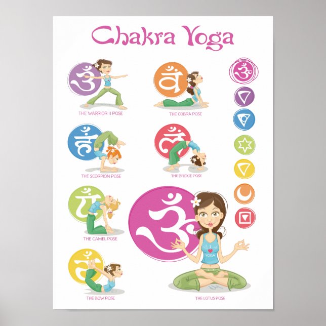 Póster Chakra Chicas de yoga Ilustracion Poster vertical (Frente)