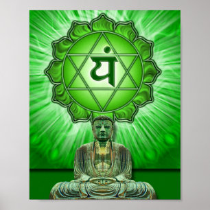Póster Chakra del corazón y Buda
