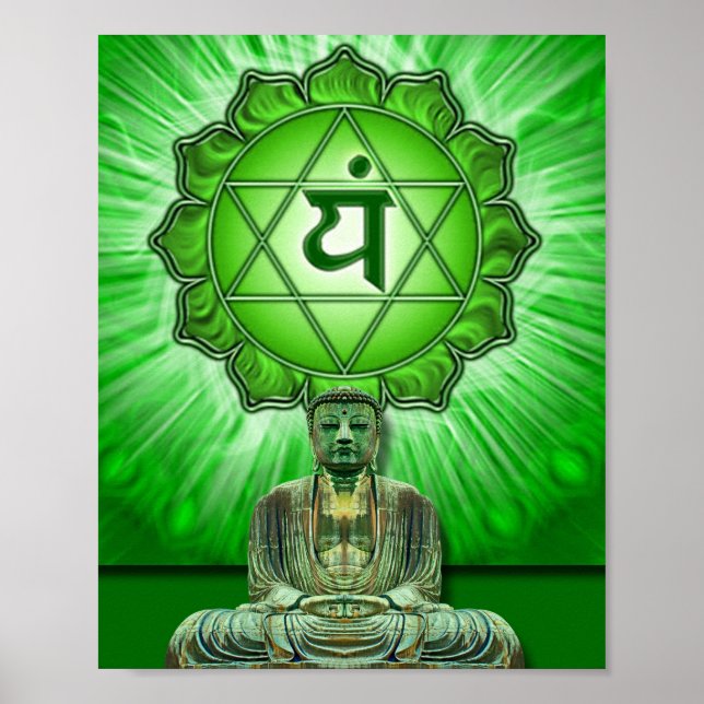 Póster Chakra del corazón y Buda (Frente)