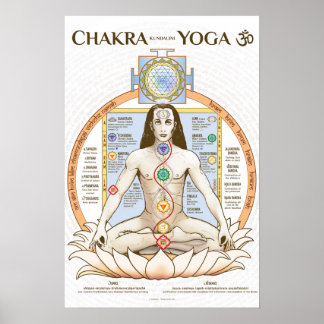Póster Chakra Kundalini Poster de yoga inglés