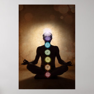Póster chakra, siete chakras, sistema de energía,