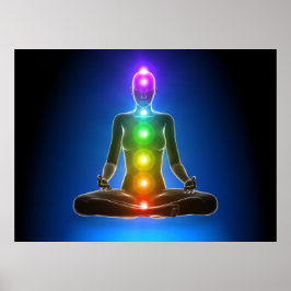 Póster chakra, siete chakras, sistema de energía, símbolo