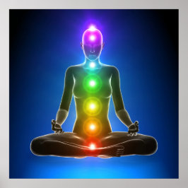 Póster chakra, siete chakras, sistema de energía, símbolo