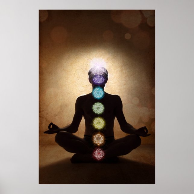Póster chakra, siete chakras, sistema de energía, símbolo (Frente)