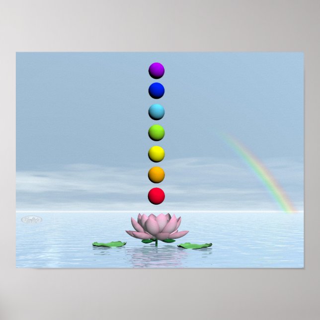 Póster Chakras y arco iris - representación 3D (Frente)