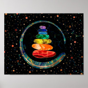 Póster Chakras Zen Stones y círculo Enso