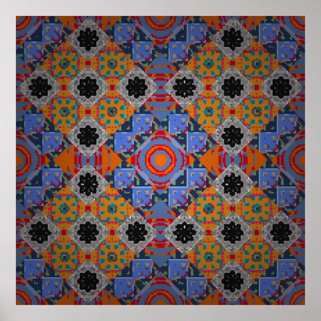 Póster Chal de Bandanna, diseño de tela de mantel, nec de (Frente)