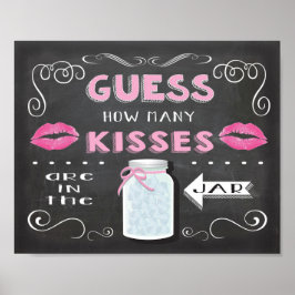 Póster Chalkboard Adivinen cuántos besos poster