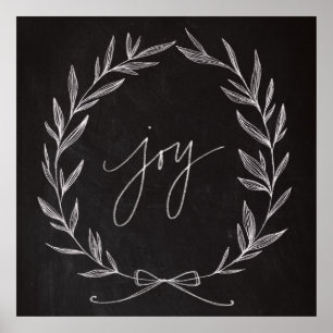 Póster Chalkboard Art - Joy Wreath