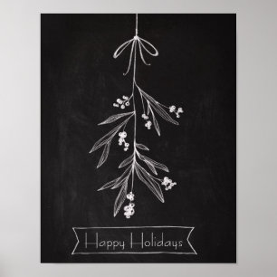 Póster Chalkboard Art - Mistletoe