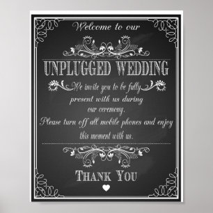 Póster Chalkboard Bienvenido a nuestra impresora boda sin