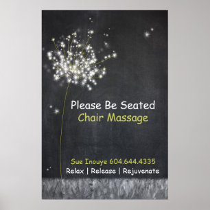 Póster Chalkboard Dandelion Personalizable Poster de nego