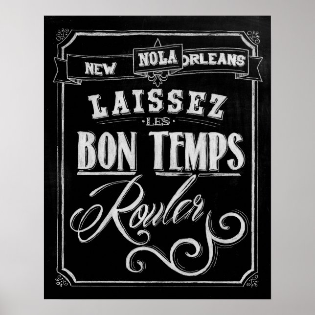 Póster Chalkboard de Nueva Orleans (Frente)
