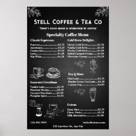 Póster Chalkboard de precio del menú del café genérico pe
