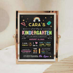 Póster Chalkboard de vuelta al Rótulo del primer día esco