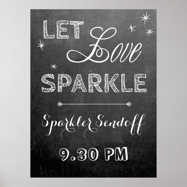 Póster Chalkboard deja amar al poster de señas del boda b (Frente)