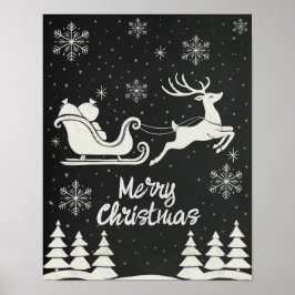 Póster Chalkboard Feliz Poster navideño con renos
