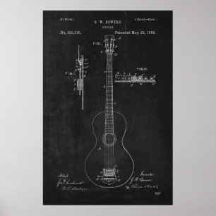 Póster Chalkboard Guitar Patent