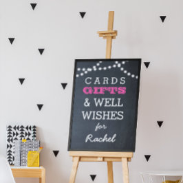 Póster Chalkboard Luces Rótulo de mesa de regalo rosa osc