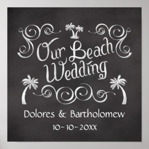 Póster Chalkboard Nuestro Poster de Rótulo de Bodas en la