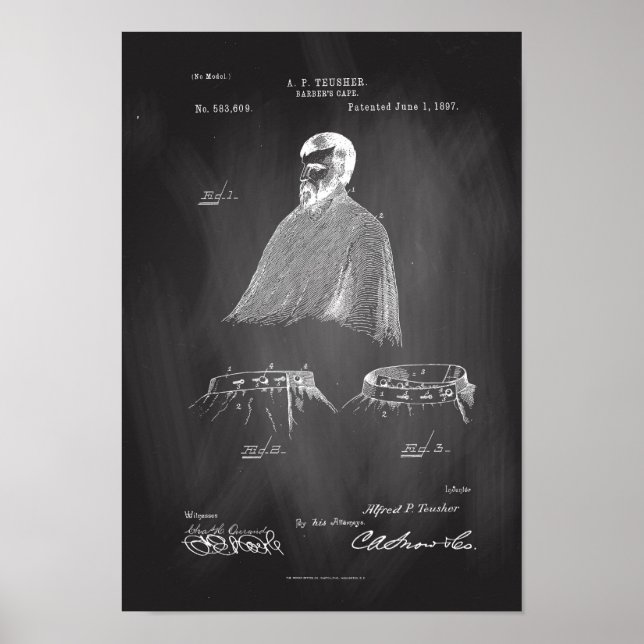 Póster Chalkboard, Poster de patentes de antigüedades de  (Frente)
