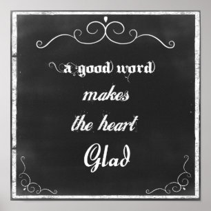 Póster Chalkboard Quote A Good Word