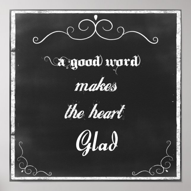 Póster Chalkboard Quote A Good Word (Frente)