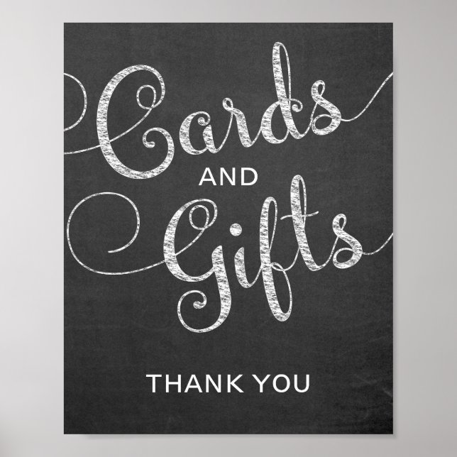Póster Chalkboard Style Cards and Gifts Wedding Sign (Frente)