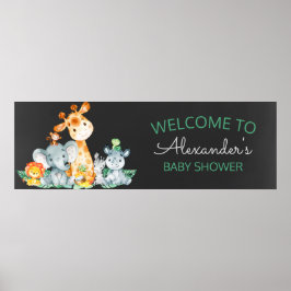 Póster Chalkboard Watercol Cute Safari Jungle Baby Shower