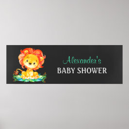 Póster Chalkboard Watercolor Lion Baby Shower