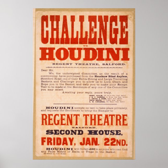 Póster Challenge Houdini (Frente)