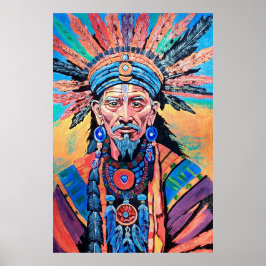 Póster chamán, hechicero, amuleto, magia