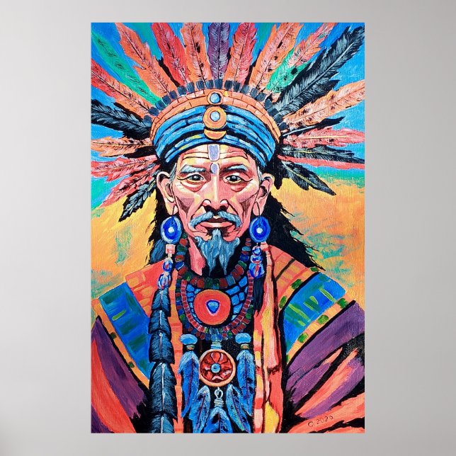 Póster chamán, hechicero, amuleto, magia (Frente)