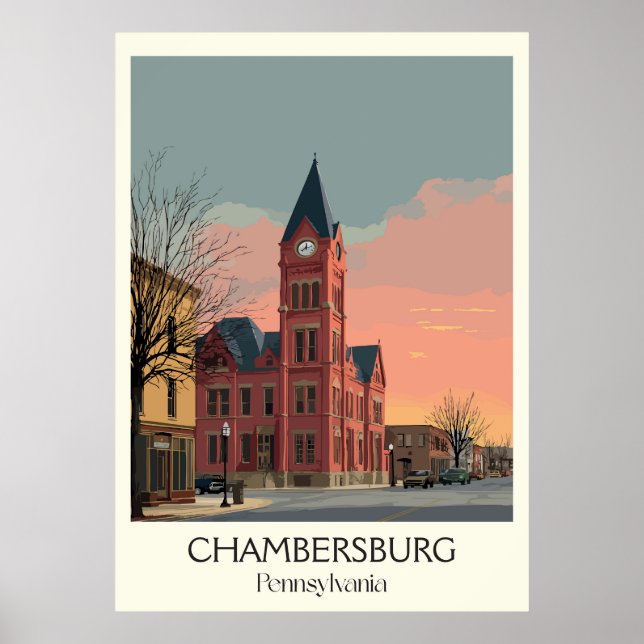 Póster Chambersburg PA Vintage Histórico Edificio Art (Frente)