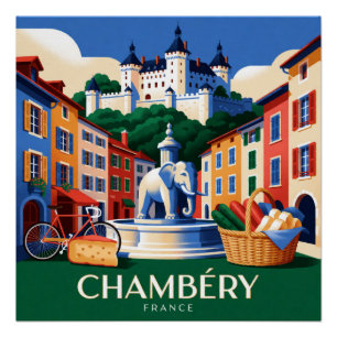 Póster Chambéry Francia Ciudad Alpina Viajes
