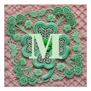 Póster Chambre verde encaje monograma Día de San Patricio