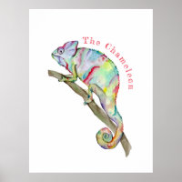 Chameleon divertido de color de agua