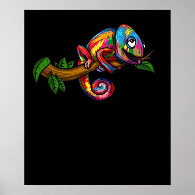 Póster Chameleon Rainbow Lizard Colorful Reptile (Frente)
