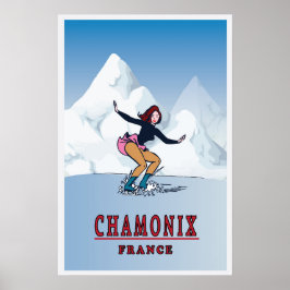 Póster Chamonix, Francia, esquí