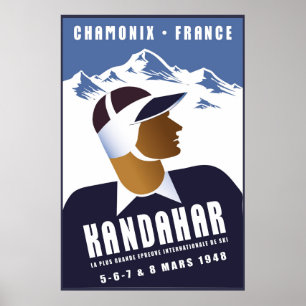Póster Chamonix, Francia, poster del esquí