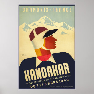 Póster Chamonix, Francia, poster del esquí