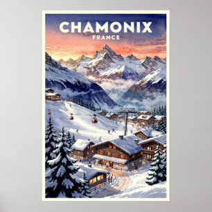 Póster Chamonix Francia Viaje Vintage