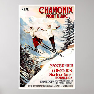 Póster Chamonix Mont-Blanc 1910 CARTEL IMPRESO A5-A1 Fran
