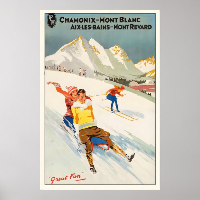 Póster Chamonix Mont-Blanc Aix les Bains Mont Revard (Frente)
