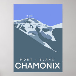 Póster Chamonix, Mont-Blanc, de dibujos digitales, recuer