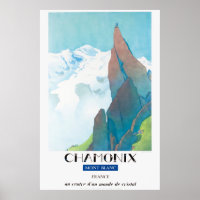 Chamonix, Mont-Blanc Francia, Poster de esquí de v